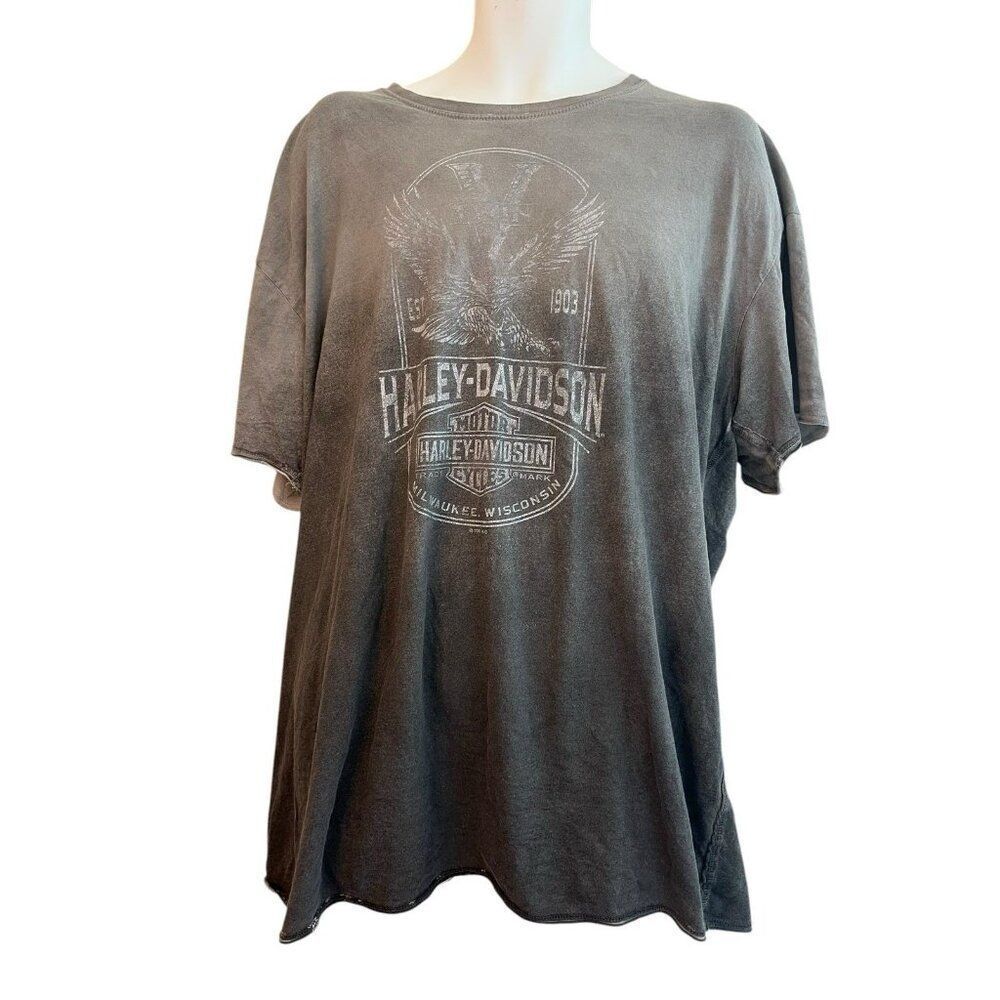 Mens 3XL Harley Davidson Gray Ombre Biker T-Shirt Savannah Georgia V Twin